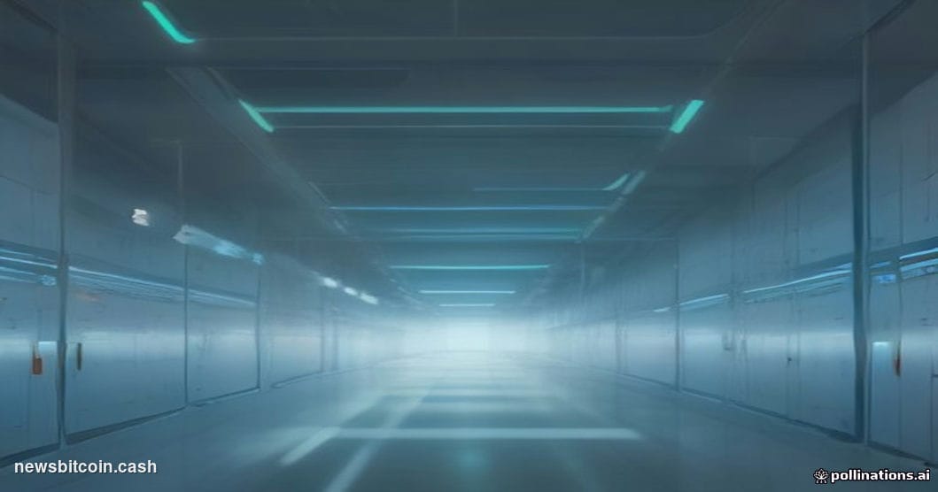 Cinematic photorealistic editorial photograph of a sleek AI chip fabrication facility interior, dramatic low-angle shot showi