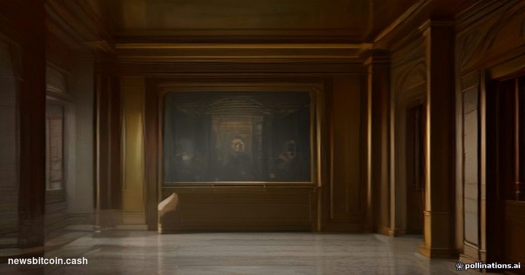 A cinematic photorealistic editorial photograph shot inside a grand, marble-floored financial vault environment, with stacks 