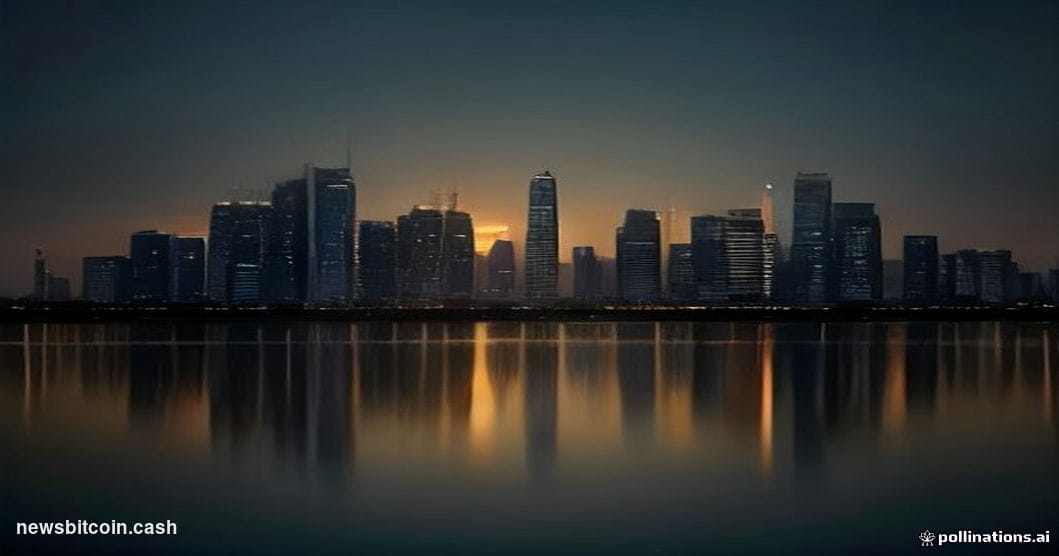 A cinematic photorealistic editorial photograph of the Bangkok financial district skyline at dusk, with the distinctive silho