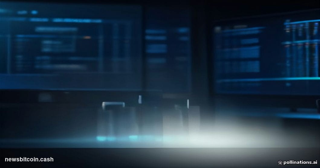 A cinematic photorealistic editorial photograph set inside a modern cryptocurrency exchange trading floor, with dramatic spli
