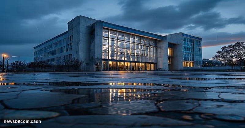 Cinematic photorealistic editorial photograph of the AFA (Asociación del Fútbol Argentino) headquarters building in Buenos Ai