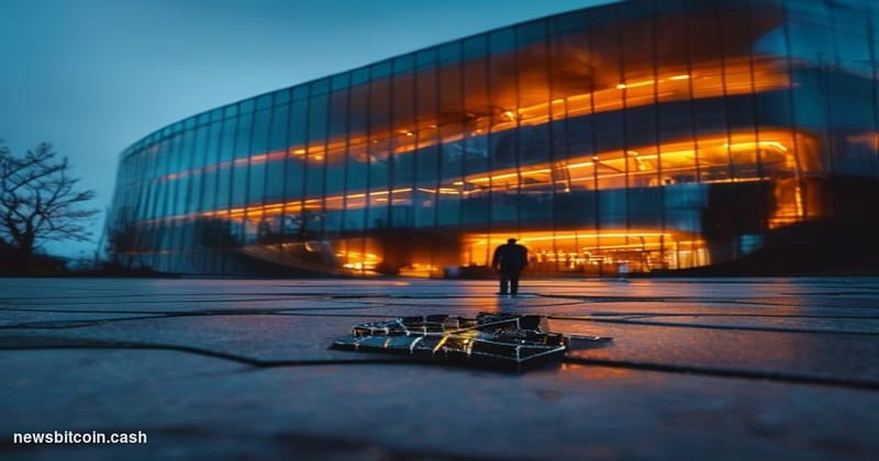 Cinematic photorealistic editorial photograph of Apple's iconic glass-and-steel headquarters, Apple Park in Cupertino, Califo