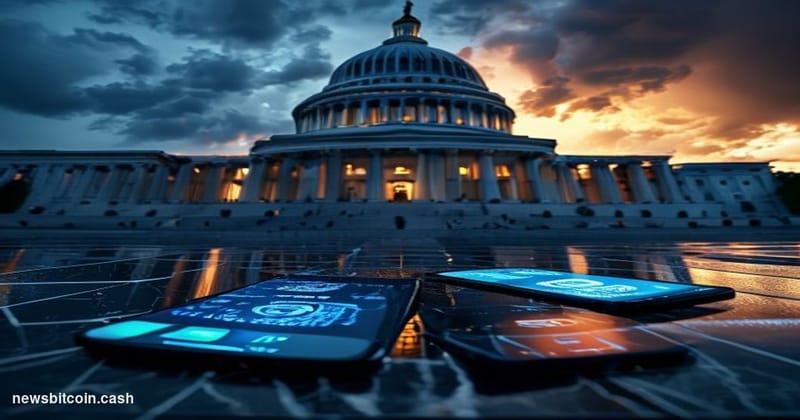 Cinematic photorealistic editorial photograph shot from a low angle looking up at the United States Capitol building dome at 