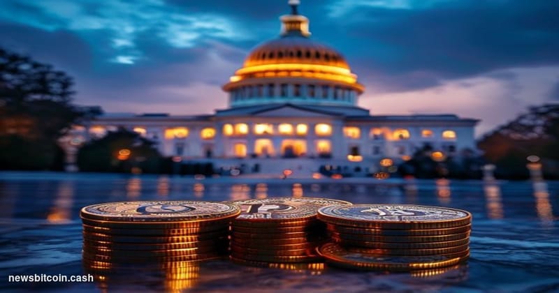 Cinematic photorealistic editorial photograph of the United States Capitol building in Washington D.C. at dusk, shot from a l