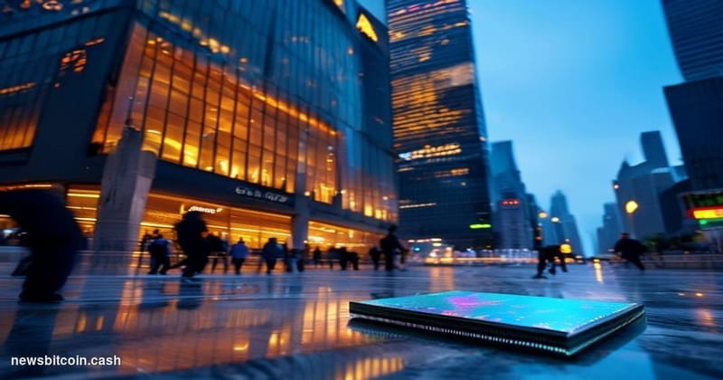 Cinematic photorealistic editorial photograph of the Shanghai Stock Exchange building exterior at dawn, its distinctive moder
