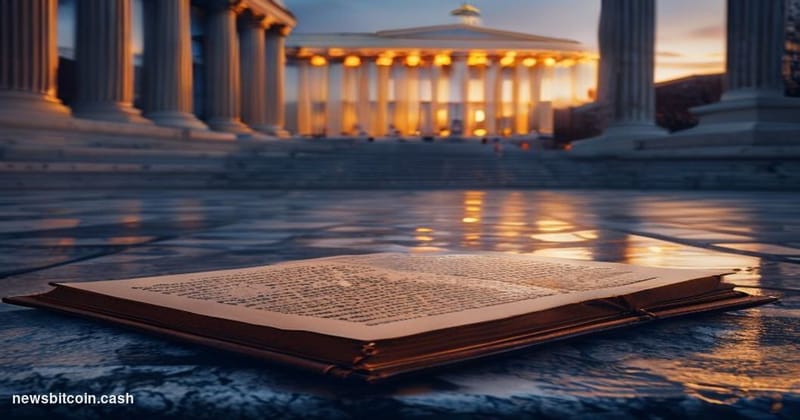 Cinematic photorealistic editorial photograph of the United States Capitol building at dusk, shot from a low angle on the wid