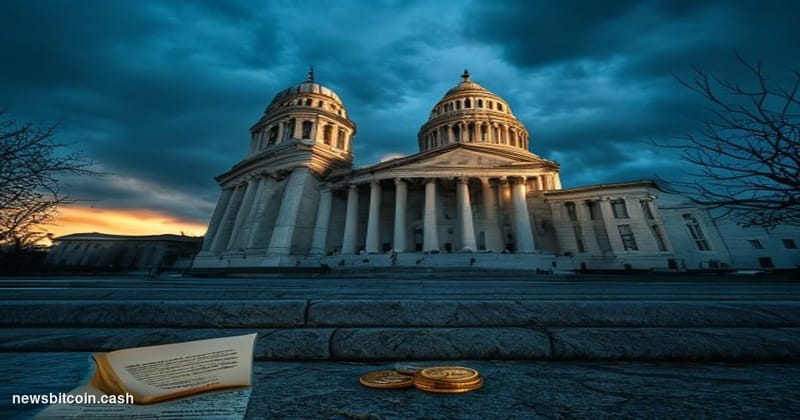 Cinematic photorealistic editorial photograph of the Illinois State Capitol building in Springfield, dramatic late-afternoon 