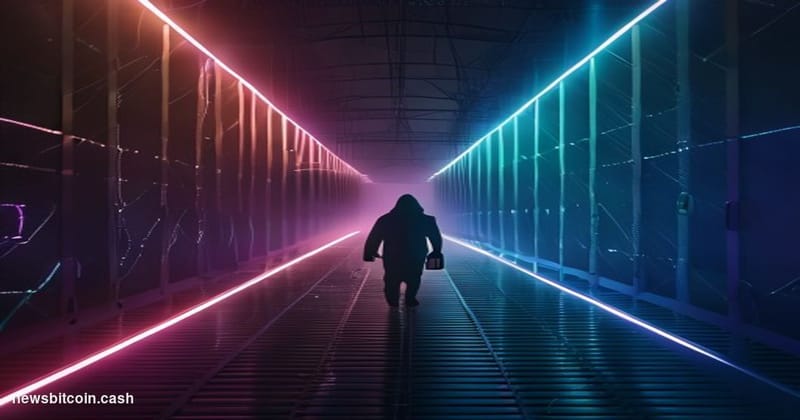 Cinematic photorealistic editorial photograph of a glowing digital bridge structure rendered as a physical infrastructure spa