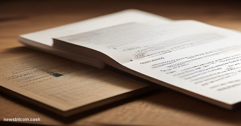 Cinematic photorealistic editorial photograph of a close-up of an official-looking letter on a wooden desk, bearing a convinc