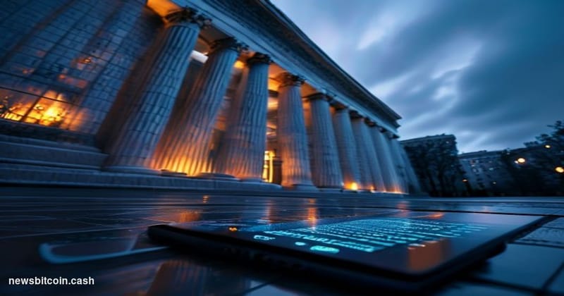 Cinematic photorealistic editorial photograph of the exterior of the CFTC (Commodity Futures Trading Commission) headquarters