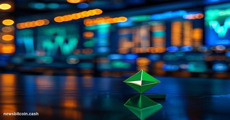 Cinematic photorealistic editorial photograph of a sleek modern financial trading floor environment at dusk, with large curve