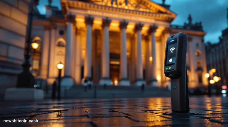 Cinematic photorealistic editorial photograph of the Bank of England's iconic stone facade on Threadneedle Street in London, 