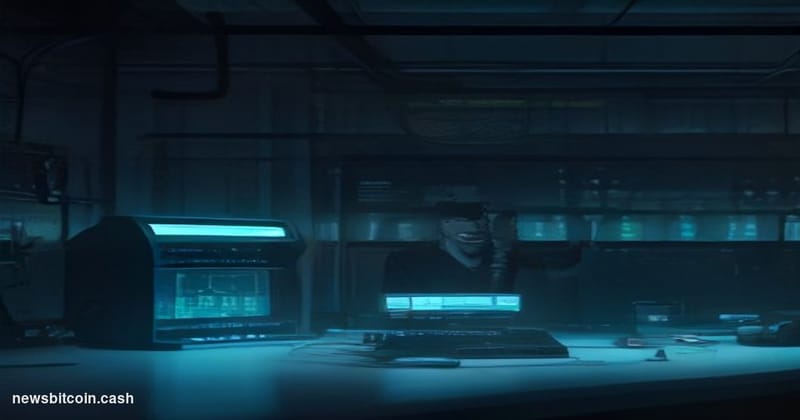 A dramatic split-triptych editorial photograph rendered as a single cinematic scene: in the foreground, a glowing quantum com