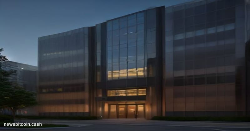 Cinematic photorealistic editorial photograph of the Charles Schwab corporate headquarters building exterior in San Francisco