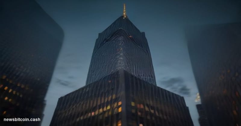 Cinematic photorealistic editorial photograph of the European Central Bank's iconic twin-tower headquarters in Frankfurt, Ger