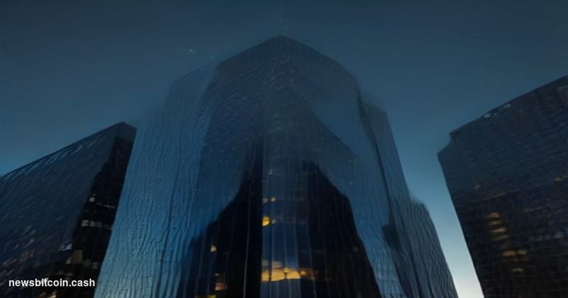 Cinematic photorealistic editorial photograph of the European Central Bank's iconic twin-tower headquarters in Frankfurt, Ger