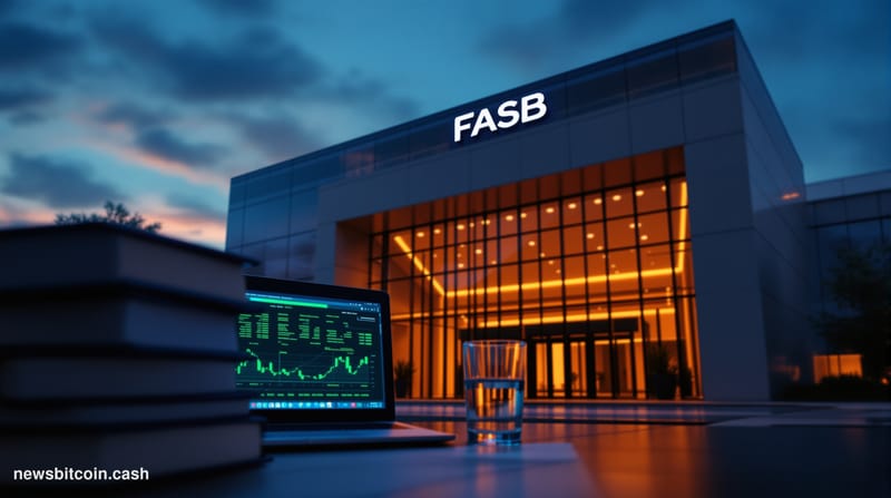 Cinematic photorealistic editorial photograph of the FASB (Financial Accounting Standards Board) headquarters building in Nor