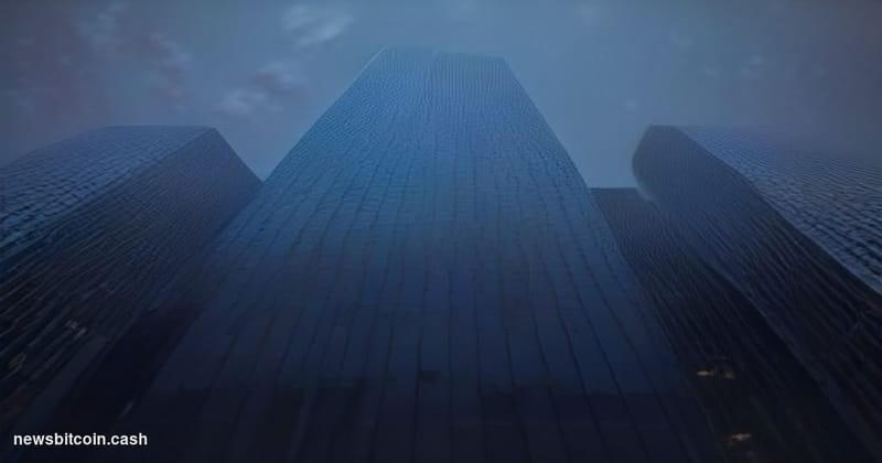 Cinematic photorealistic editorial photograph of the Bank of Japan district in Tokyo's Nihonbashi financial quarter at dusk, 