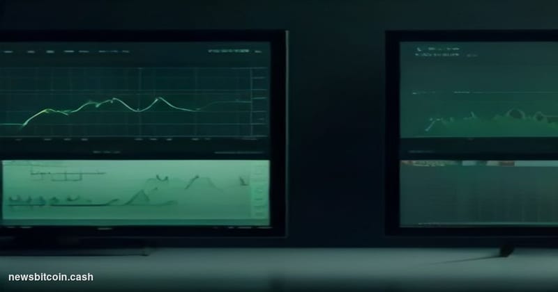 Cinematic photorealistic editorial photograph of a dramatic split-screen financial tableau: on one side, a glowing trading te