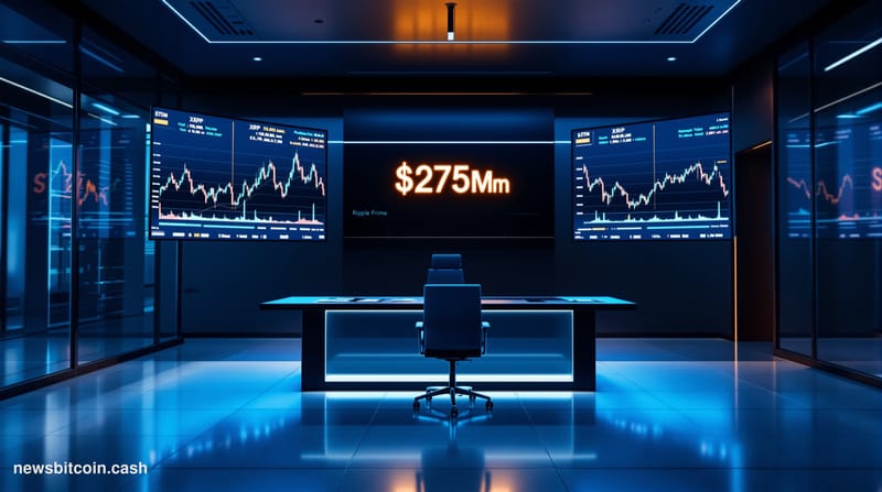 Cinematic photorealistic editorial photograph of a modern brokerage trading floor interior rendered in cool blue and silver t