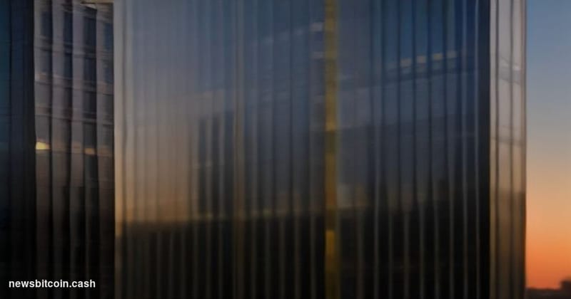 Cinematic photorealistic editorial photograph of Strategy's corporate headquarters exterior in Tysons Corner, Virginia, shot 