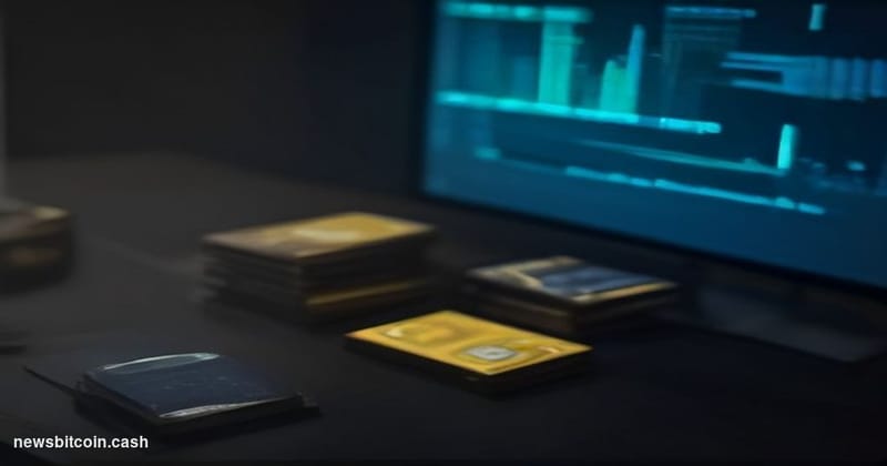Cinematic photorealistic editorial photograph of a modern corporate treasury operations center, dramatically lit from above w