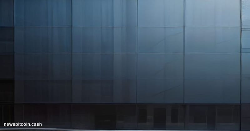 Cinematic photorealistic editorial photograph of Strategy's corporate headquarters exterior in Tysons Corner, Virginia, shot 