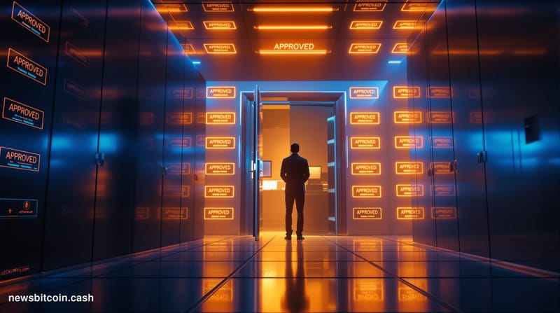 Cinematic photorealistic editorial photograph of a sleek Ethereum-themed server environment bathed in cold blue and amber lig