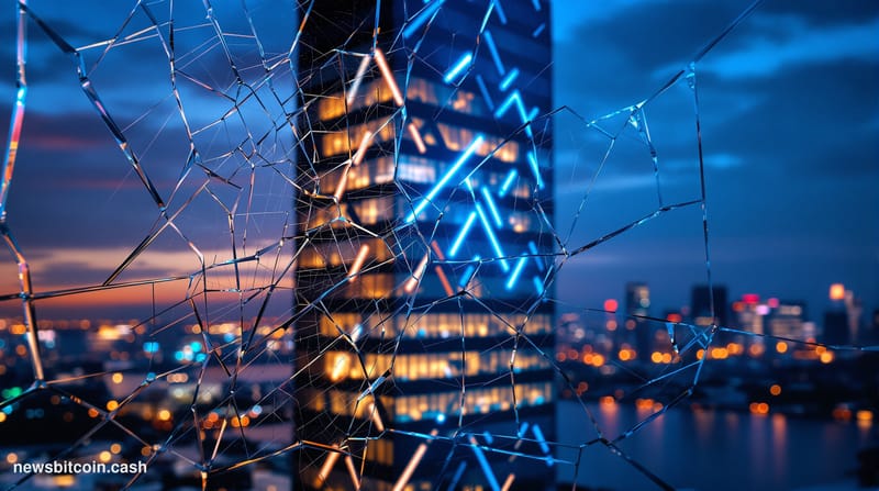 Cinematic photorealistic editorial photograph of a sleek, modern corporate tower in Seoul's Gangnam financial district at dus