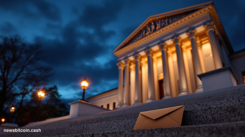 Cinematic photorealistic editorial photograph of the imposing neoclassical facade of the Office of the Comptroller of the Cur