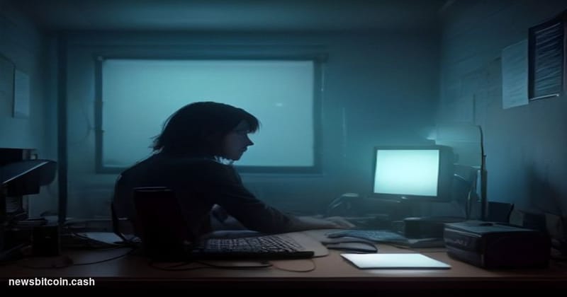 Cinematic photorealistic editorial photograph of a lone specialist sitting at a cluttered workstation in a dimly lit room, mu