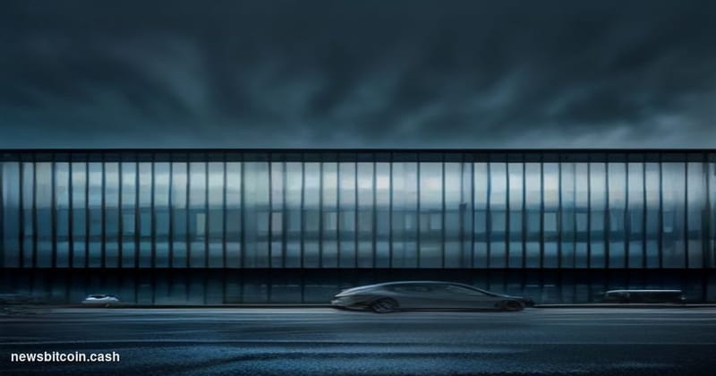 Cinematic photorealistic editorial photograph of the iconic Aston Martin headquarters building in Gaydon, Warwickshire, Engla
