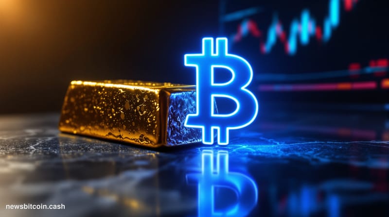 Cinematic photorealistic editorial photograph of a dramatic split-scene composition: on the left, a weathered gold bar sits o