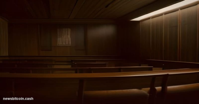 A cinematic photorealistic editorial photograph taken inside a dimly lit congressional-style hearing chamber or high-profile 