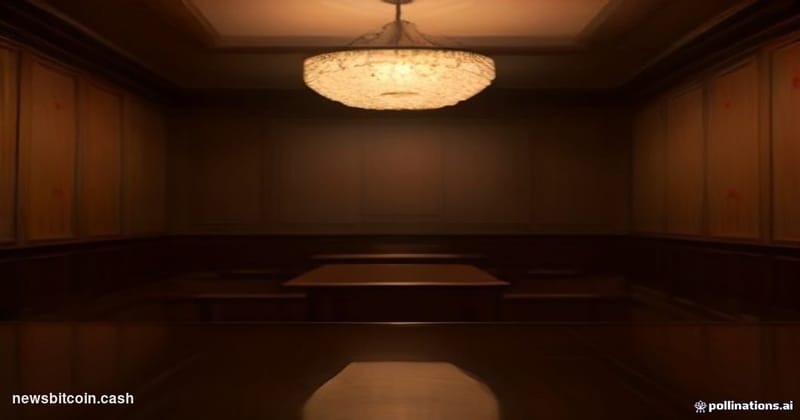 A cinematic photorealistic editorial photograph set inside a federal regulatory hearing room in Washington D.C., with dramati