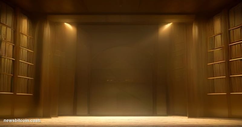 Cinematic photorealistic editorial photograph of gleaming gold bars stacked in a dramatic pyramid formation inside a high-sec