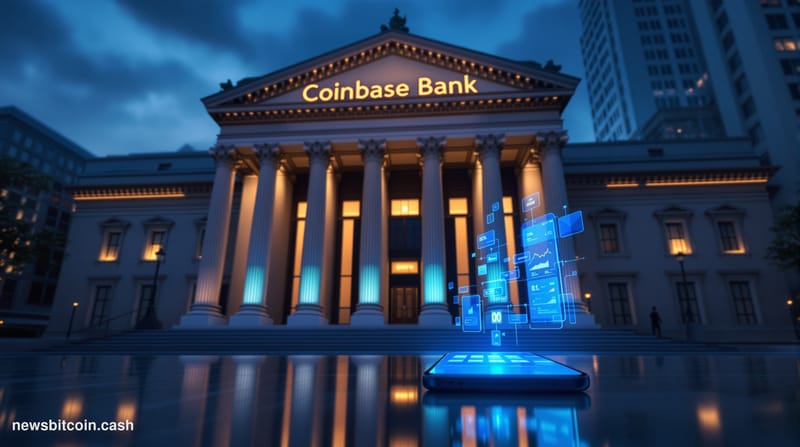 Cinematic photorealistic editorial photograph of a monumental American bank building facade — classical stone columns, brass 
