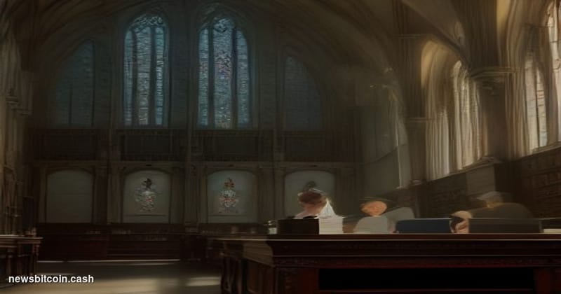 A cinematic photorealistic editorial photograph set inside a grand Ivy League university library, specifically evoking Cornel