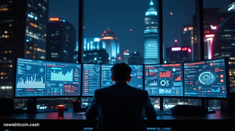 Cinematic photorealistic editorial photograph set in a Seoul, South Korea corporate technology district at night, with the re