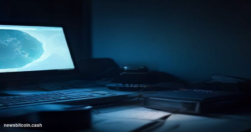 Cinematic photorealistic editorial photograph of a dimly lit developer workstation with a cracked or shattered monitor displa