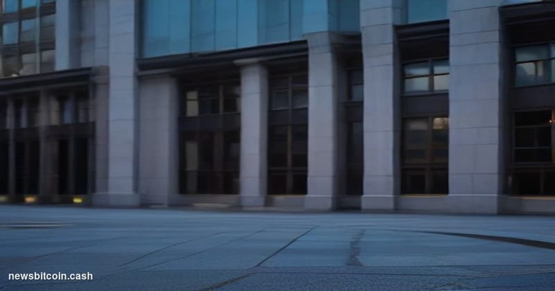 A cinematic photorealistic editorial photograph of Fidelity Investments' Boston headquarters building exterior at dusk, the r