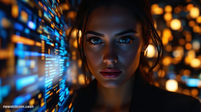 A cinematic photorealistic editorial photograph of a decommissioned server room bathed in cold blue light, with rows of dark,