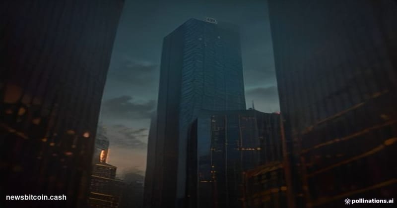 Cinematic photorealistic editorial photograph of Hong Kong's Central financial district at dusk, shot from a low angle lookin