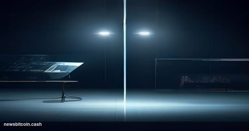 A cinematic photorealistic editorial photograph of a high-contrast split scene: on the left, a political campaign podium with