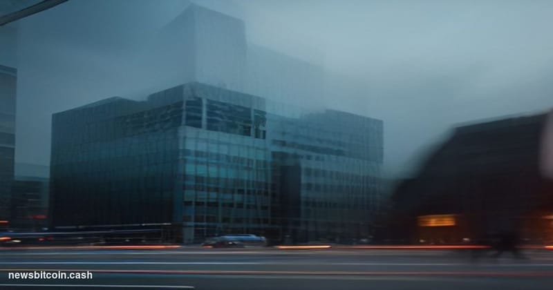 Cinematic photorealistic editorial photograph of the Korean Exchange (KRX) building in Yeouido, Seoul's financial district, s