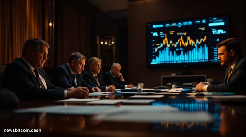 Cinematic photorealistic editorial photograph of a sleek modern Tokyo corporate boardroom at dusk, floor-to-ceiling glass win