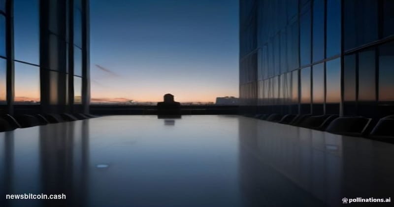 Cinematic photorealistic editorial photograph of Nvidia's Santa Clara headquarters campus at dusk, the iconic angular glass f