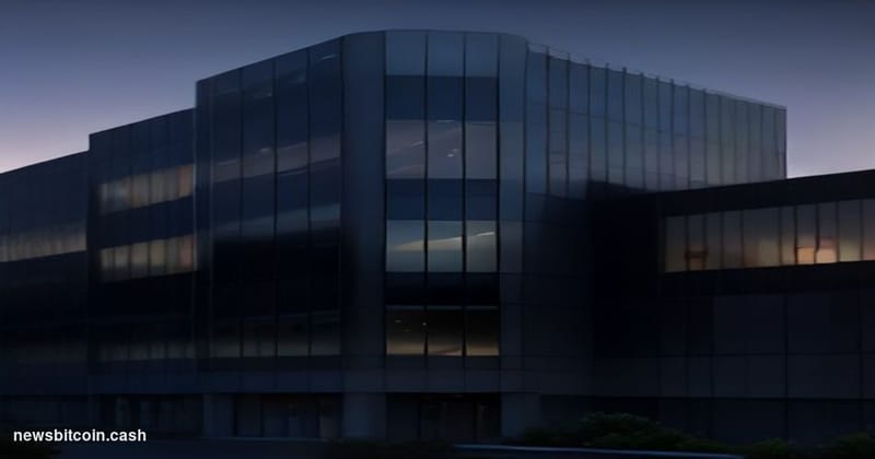 Cinematic photorealistic editorial photograph of Nvidia's Santa Clara, California headquarters campus at dusk, the distinctiv