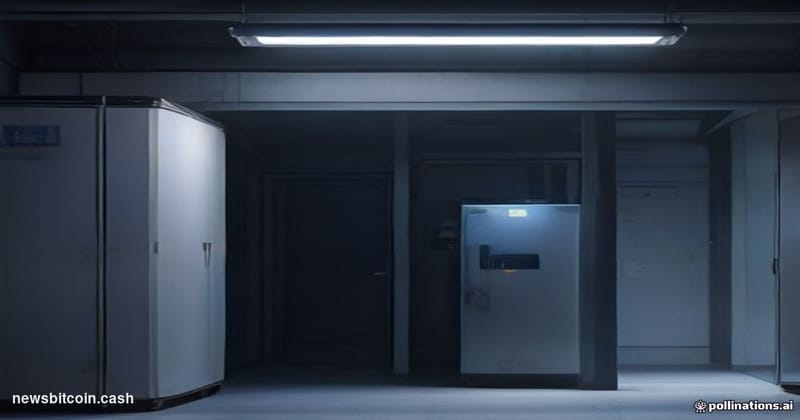 A cinematic photorealistic editorial photograph set inside a dimly lit, high-security quantum computing research facility. Th