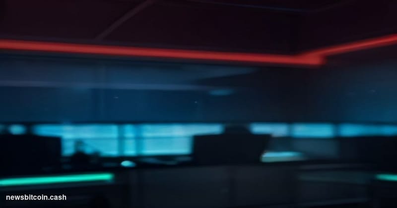 Cinematic photorealistic editorial photograph of a dimly lit federal law enforcement operations center at night, multiple lar